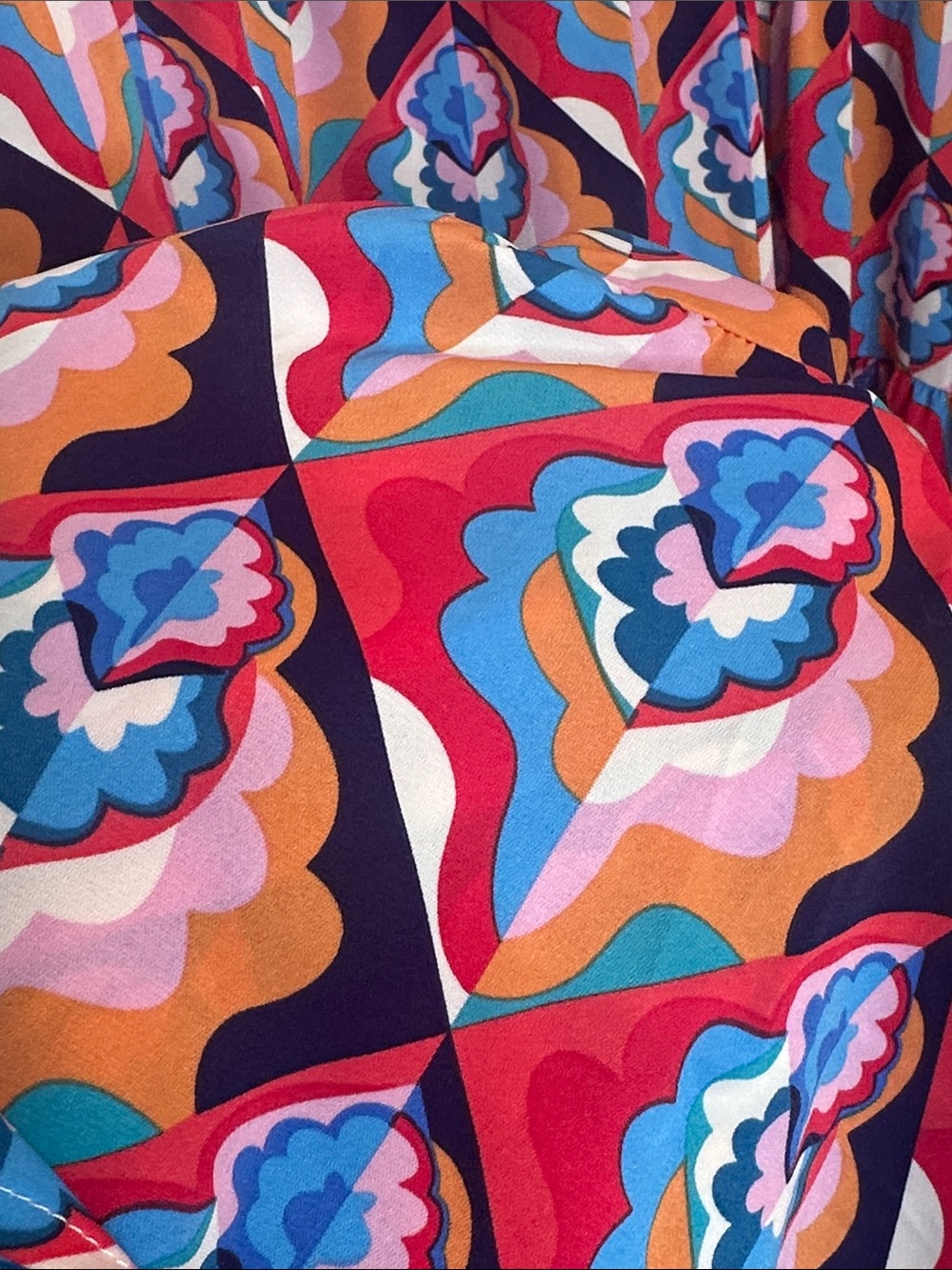 Source Unknown Pink and Blue Geometric Tiered Maxi Dress - Picture 9 of 10